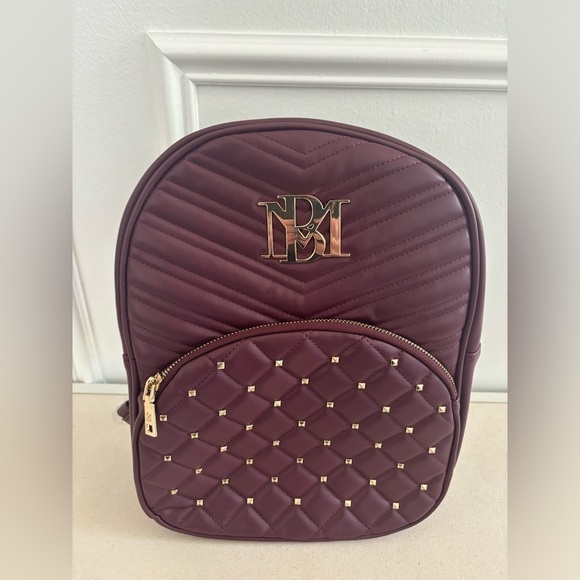 Badgley Mischka Handbags - Badgley Mischka NEW Backpack Burgundy Gold Studded Hardware & Adjustable Straps